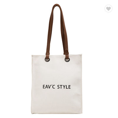 Good price Women Customized Reusable Bags Canvas Tote Bag 10oz With Leather Handles online
