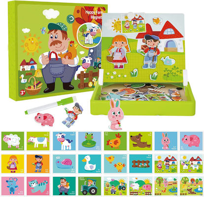 Dobra cena. Zastosowane dziecięce drewno Magnetyczne Puzzles Puzzles do nauki zabawki dla 4-latków 65 sztuk w sieci