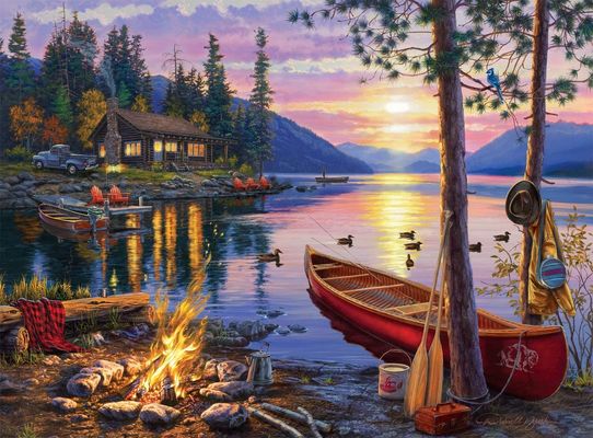 Dobra cena. ODM Gigant Floor Darrell Bush Kanotę Jezioro Papier Puzzle 1000 Piece w sieci