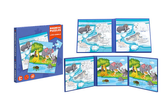 Harga yang bagus Anak-anak Pendidikan Magnetic Jigsaw Puzzle Toys Land Animal Untuk Anak Usia 5 Tahun daring