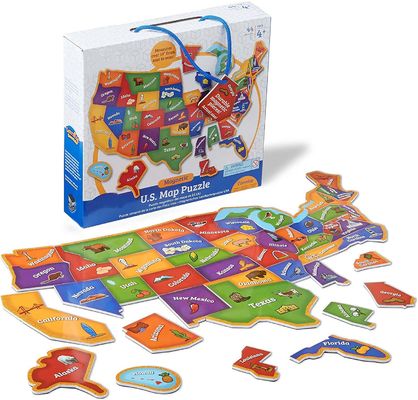 Goede prijs. 44 stukjes Magnetische kaart van de VS Puzzel Leuke geografie voor kinderen 4+ online